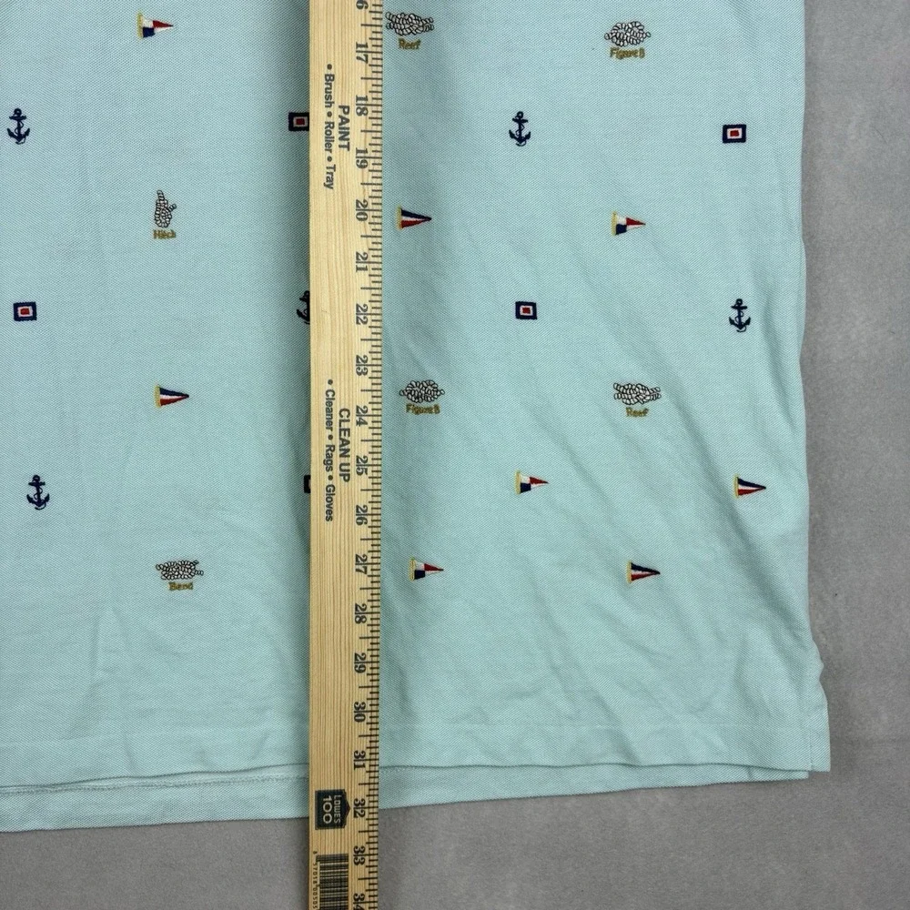 Ralph Lauren Oxford Knit Shirt Men’s 2XB Blue Nautical Embroidered Short Sleeve